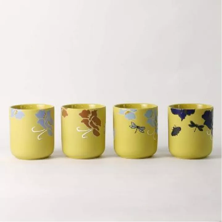 फुलांचा व्हिस्पर हाताने पेंट केलेला कला मेणबत्तीधारक