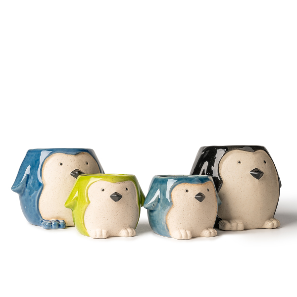 Penguin-Shaped Ceramic Candle Holders