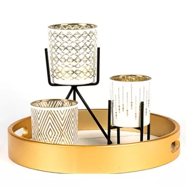 लक्झरी पॅटर्न ग्लास मेणबत्ती धारक