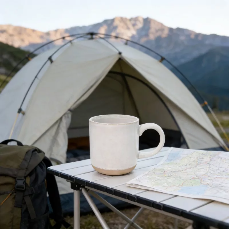 साधे आधुनिक सिरॅमिक प्रवास पांढरा मग